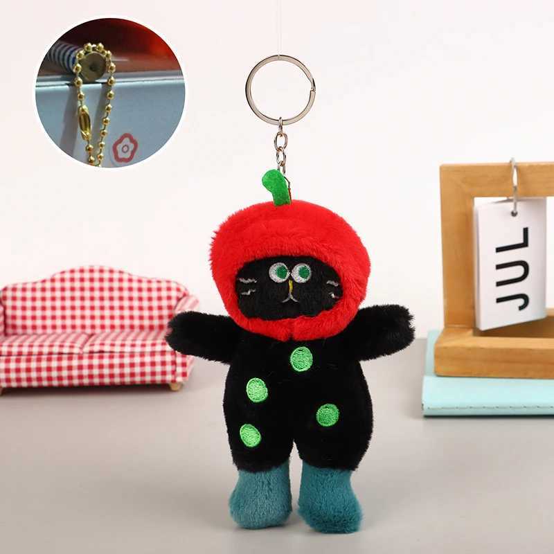 Cute polka cat plush toy stuffed kitten doll keychain plush keyholder cute backpack pendant W250411