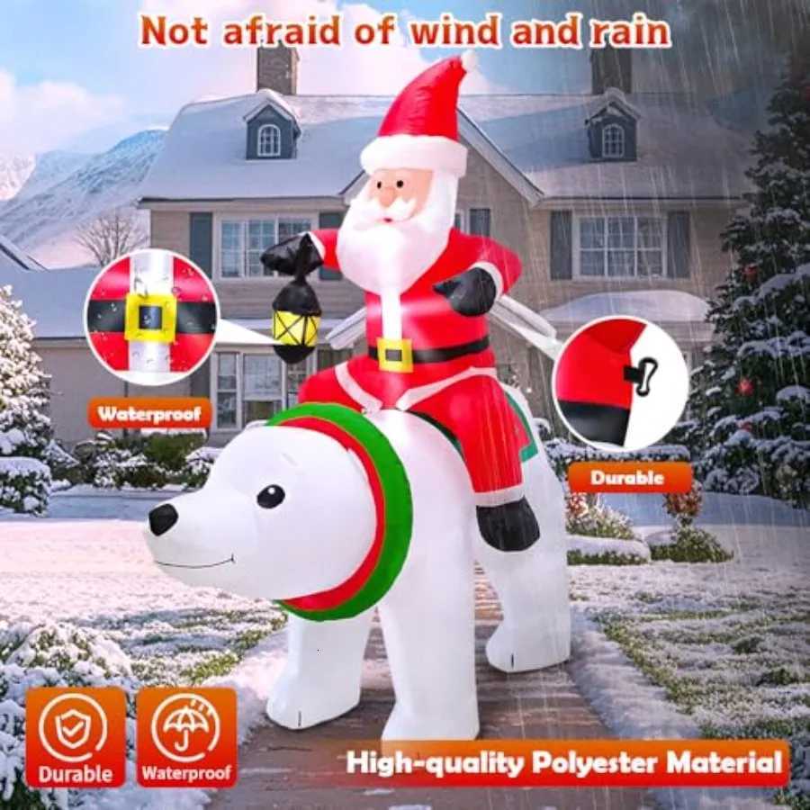 Christmas 6FT Christmas Inflatable Santa Claus with Polar Bear Buildin LED Lights Blow up Xmas Inflatables Decoration for Yard Garden Law Y251111