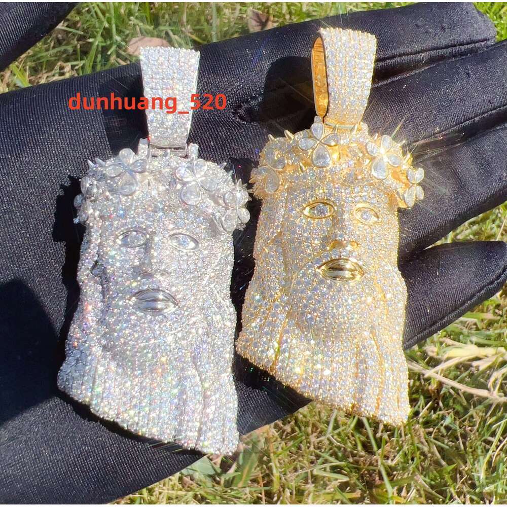 Fine Jewelry Sterg Sier Iced Out Dia VVS Moissanite Hip Hop Fashion Jesus Pendant