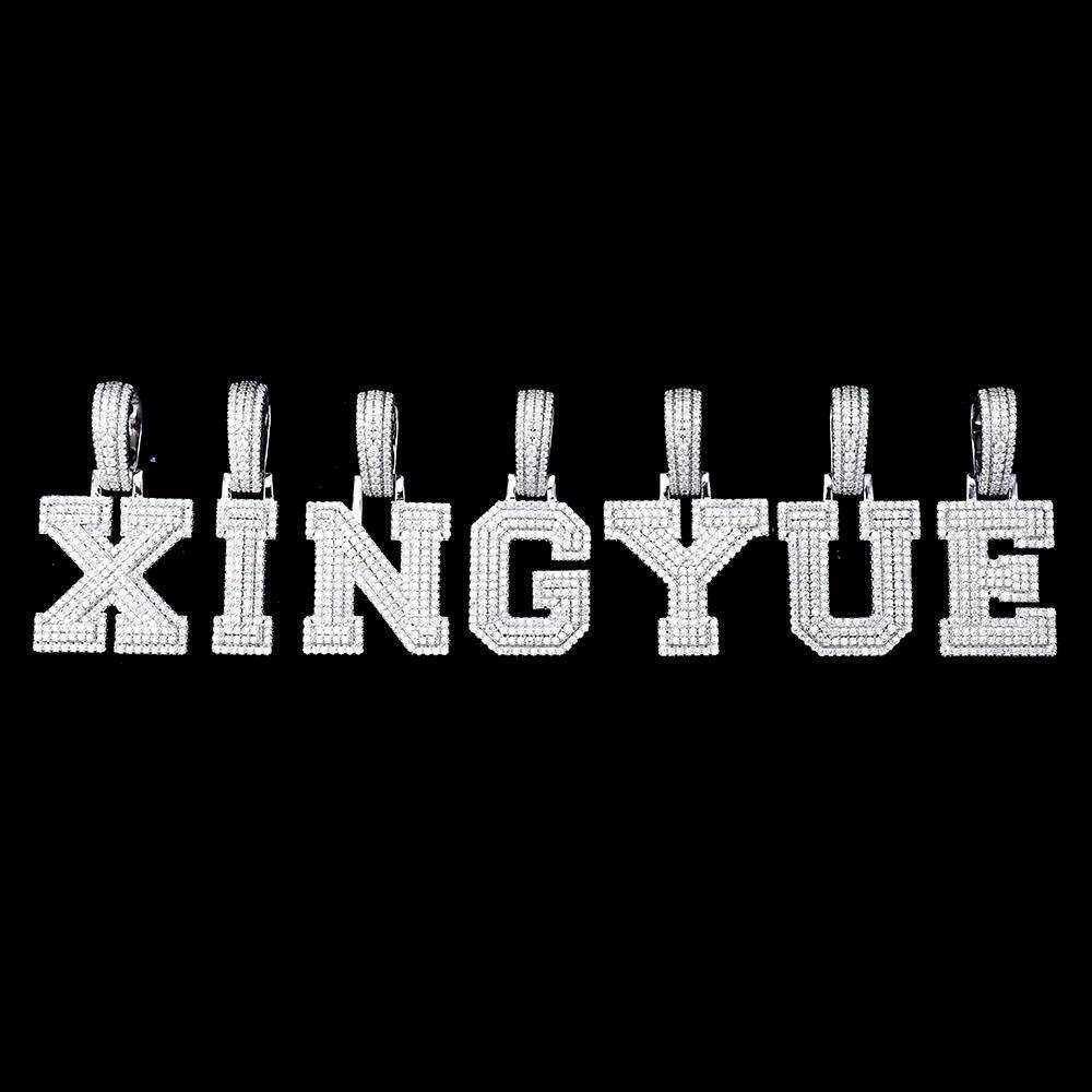 Hot Sale Mens 925 Silver Iced Out Moissanite Initial 26 Letters A-Z Pendant Hip Hop Style Fashion Pendant Customizable