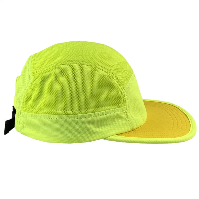 Custom Fluorescent Baseball Caps For Men Women Quick Dry Flat Brim 5 Panel Hats Adjustable Hip Hop Skateboard Cap 250407