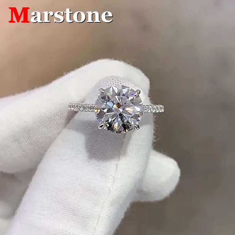 1-4CT Full Moissanite Diamond D Color Womens Ring S925 Sliver 18K White Gold Rings Fine Jewelry for Women Lady