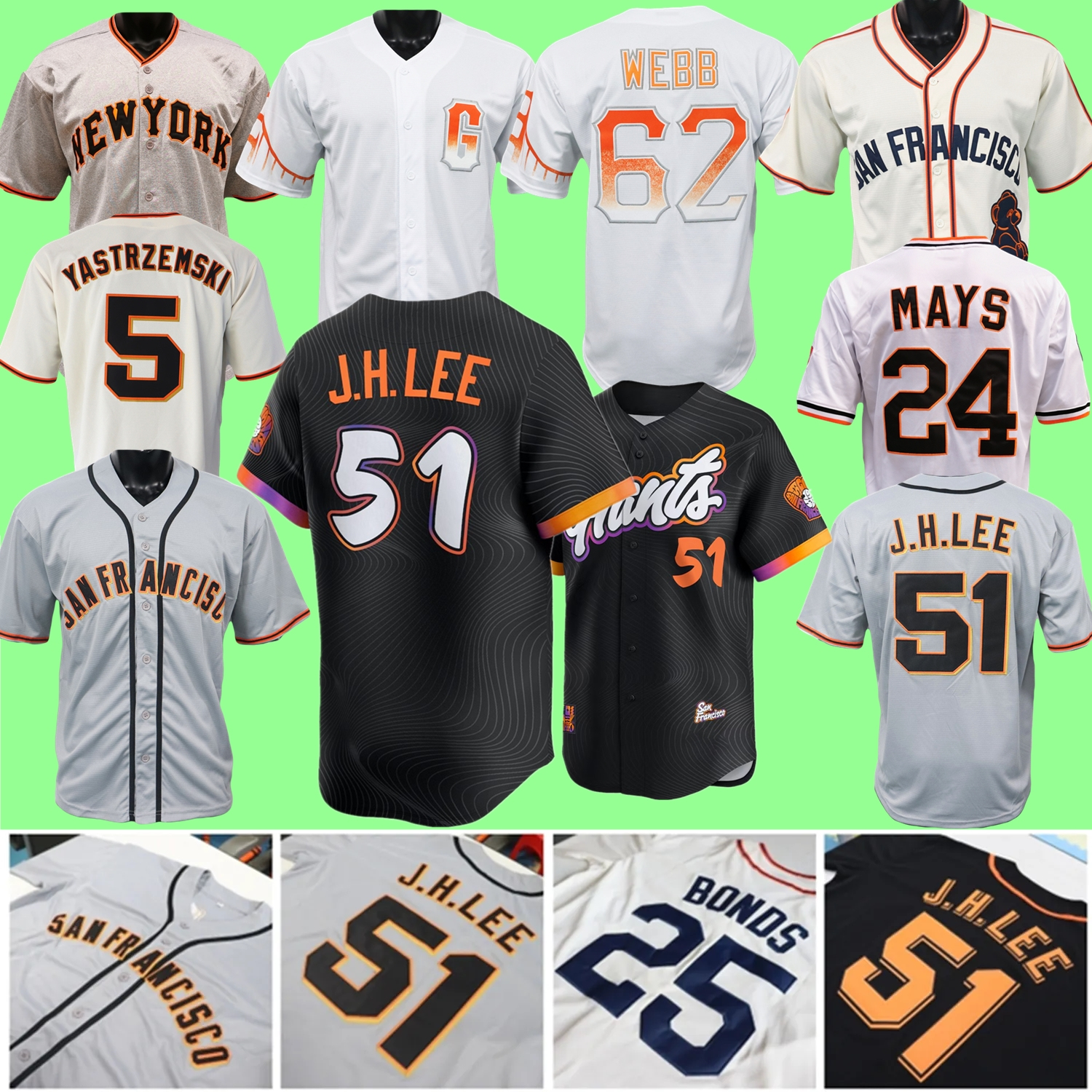 2025 City Jersey J. H. Lee Willy Adames Willie Mays Barry Bonds Will Clark Matt Chapman Patrick Bailey Webb Verlander Wade Jr. Fitzgerald Schmitt Matos Ramos Women Youth