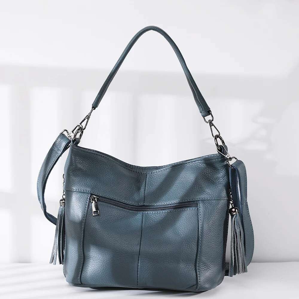 Head Layer Cow Women's Genuine Leather Shoulder Bag, Ladies' Large Capacity Handbag, Underarm High Quality Casual Tote