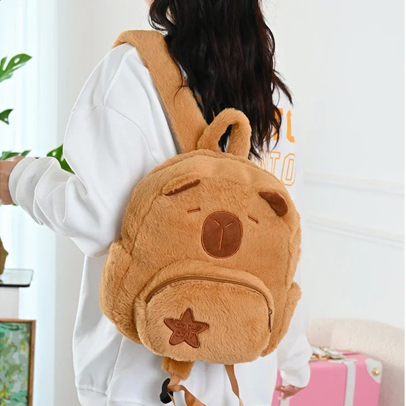Kawaii Plushie Doll Capybara Plush Backpack Handbag Childrens Bag Toy Shoulder Bag Mini Knapsack Bags Gifts For Girlfriend 250407