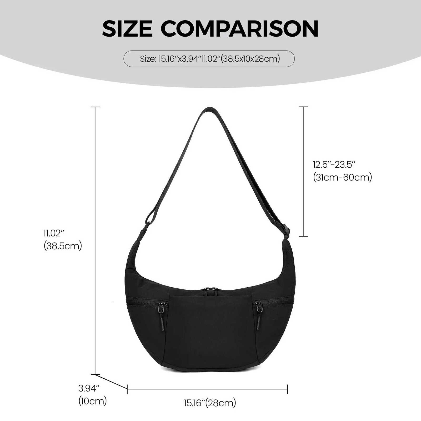 DOYOGI Nylon Crossbody Bag for Women Lightweight Shoulder Purse with Zipper Trendy Crescent Sling Bag with Adjustable StapT251110