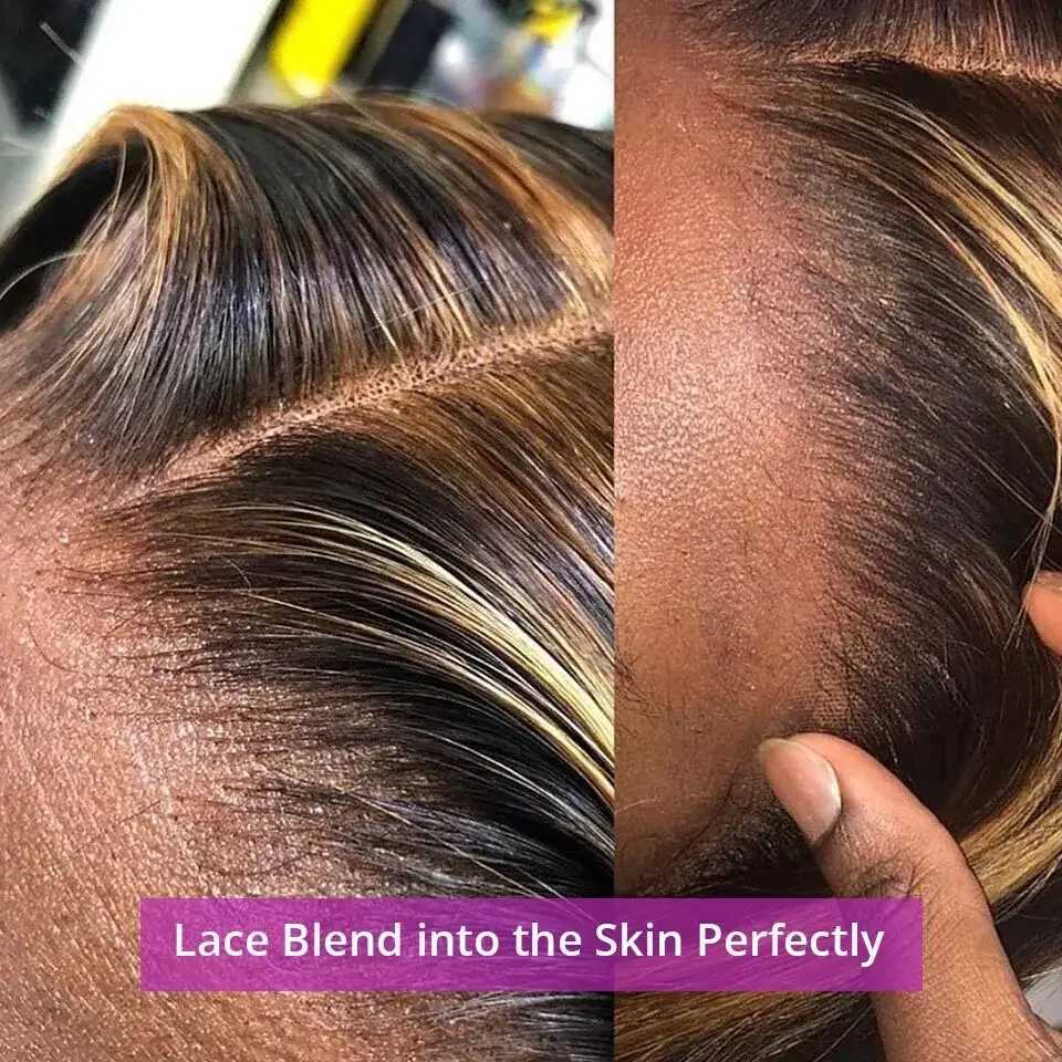 34Inch Bone Straight Highlight Lace Front Human Hair Ombre 13x4 Lace Frontal Wigs 13x6 Honey Blonde Colored Wigs For WomenT251111