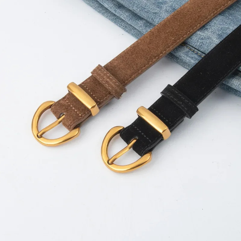 Women Suede Leather Belt Casual Versatile Business Waist Strap Trendy Pin Buckle Waistband 251110