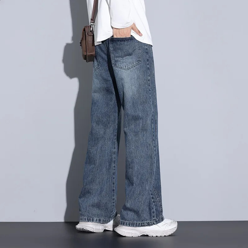 Mens casual straight leg jeans Bell bottom American loose fit lightweight mens summer clothing tray 250407