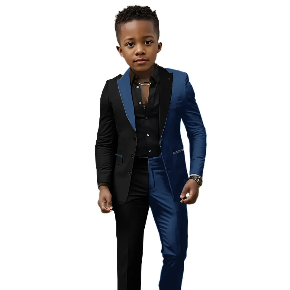 Suit for Boys Wedding Tuxedo 2-piece Kids Blazer Colorblock Suit 2-16 years old Custom Outfit 250410