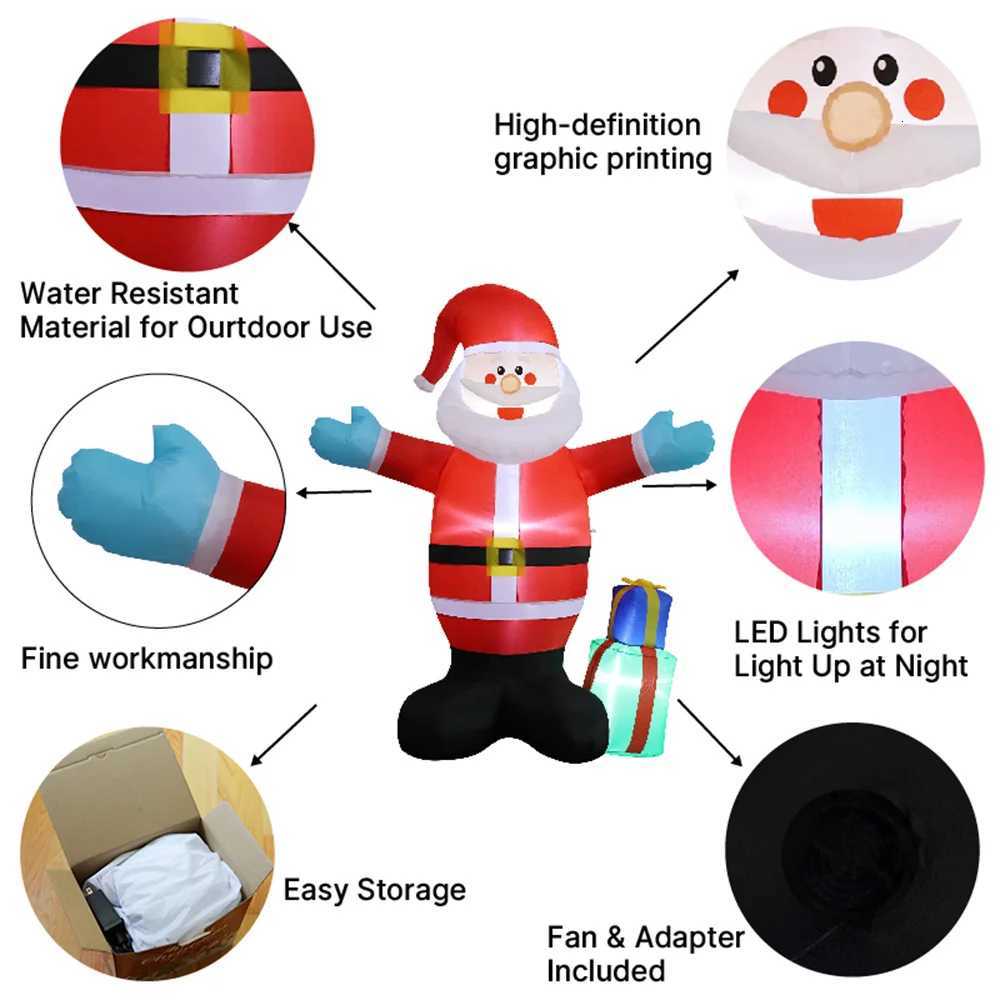 Christmas 15M Christmas Inflatable Santa Claus With Gift Bag Built-in LED Lights For Indoor Outdoor Garden Lawn Classic Xmas Decoration Y251111