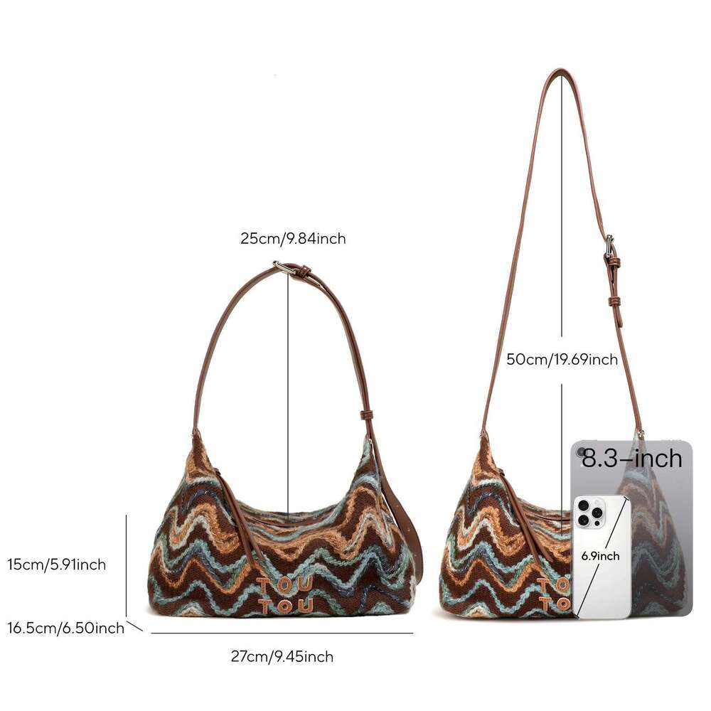 TOUTOU Women Underarm Original Designer Woolen Layered Handbag 2025 Autumn Crossbody Shoulder Armpit Bag Birthday Gift