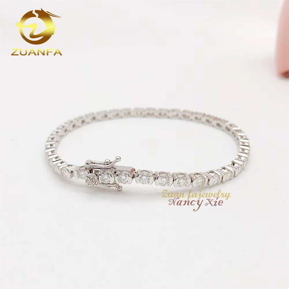 Moissanite Iced Out Jewelry 925 Sterling Silver Diamond Gemstone Bracelet Custom Moissanite Charm Tennis Bracelet Women