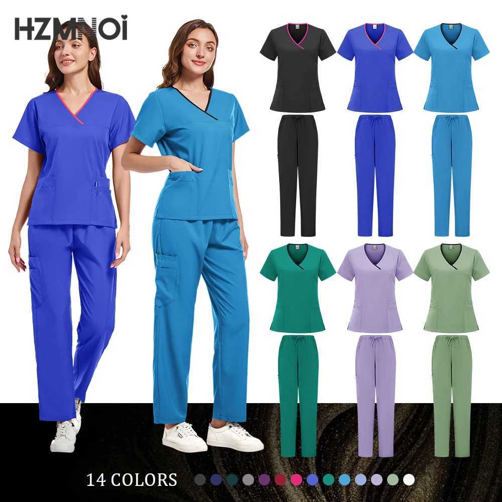Hot Sale Scrub Sets Uniform Women Joggers Hospital Accessories Doctor Work Wear Top Pants High Quty Medical Scrubs Nurse Suit X250410