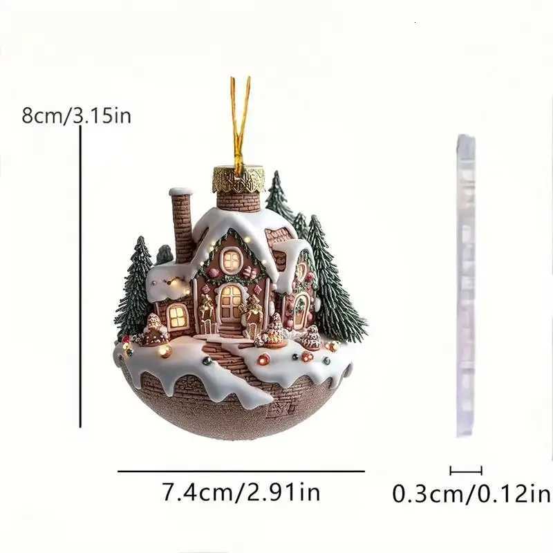 Coffee Cup Ornaments For Christmas Tree 2D Acrylic Christmas Snow Houses Chocolate Mug Pendant Christmas Tree Car DecorM251111