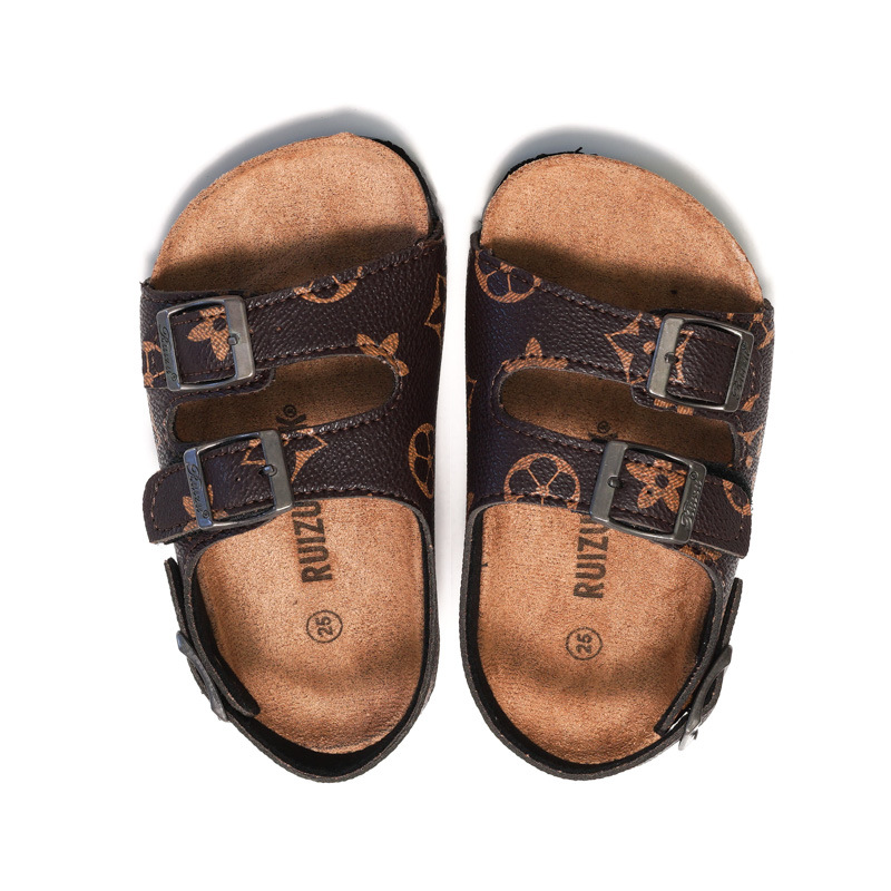 Kids sandal 2025 Spring and summer Hot Sale Boys Girls Comfortable cool sandals Breathable Children Walk Printed brown sandals size 22-35