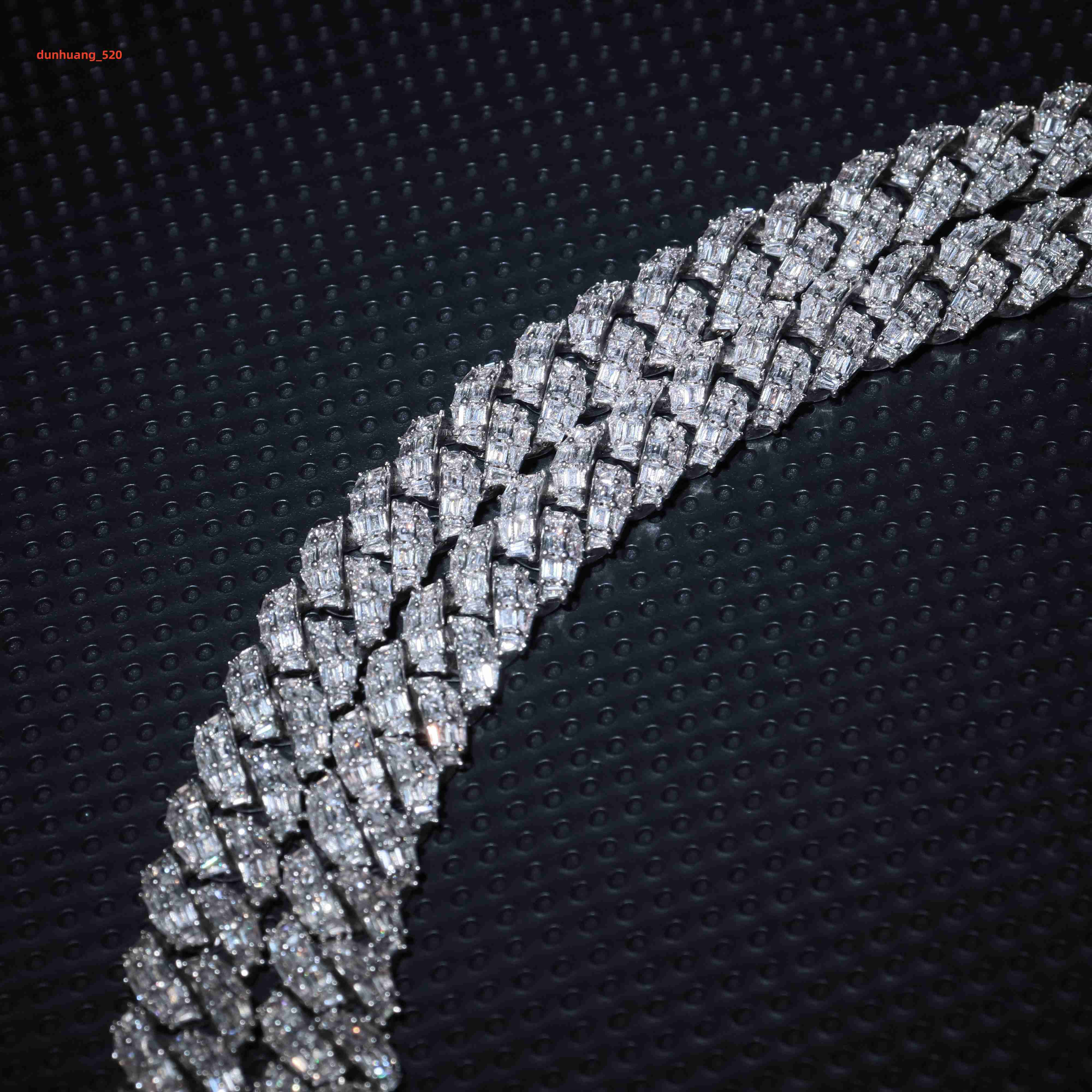 Cuban Link Chain Moissanite Necklaces for Men Fashion Jewelry Vvs 10mm Pure Sterling Cuban Link 925 Sterling Silver Hiphop Fash