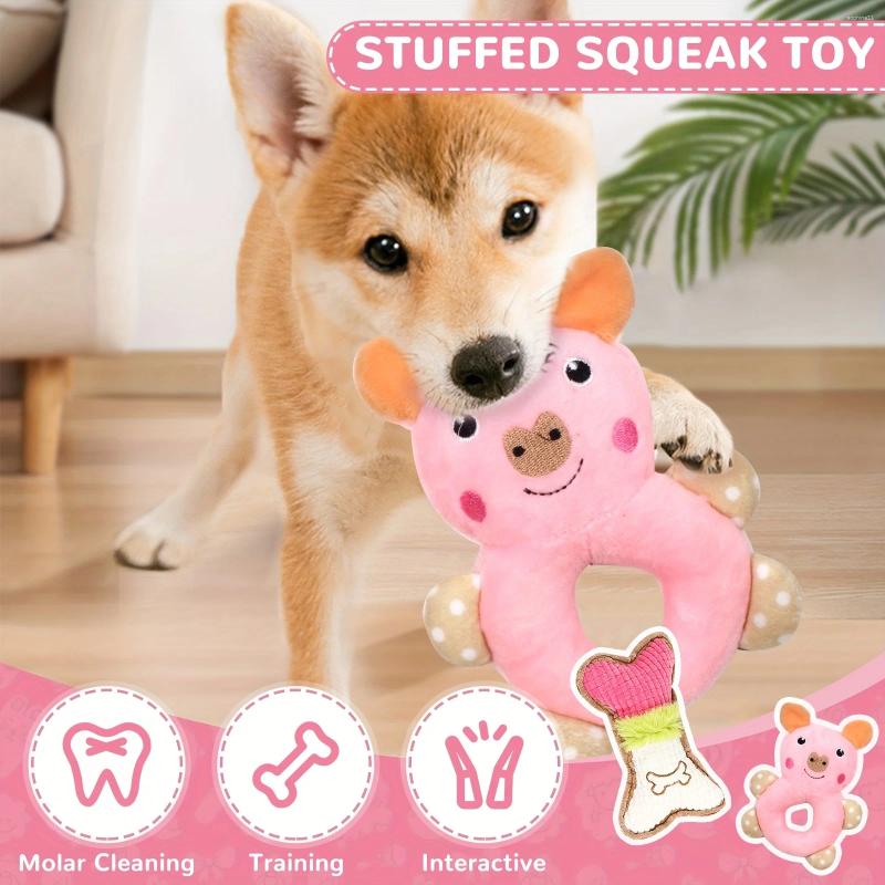 Update 6-Piece Cute Puppy Chew Toy Set - Interactive Pet For Cleaning Teeth With Soft Rubber Toys Puppies