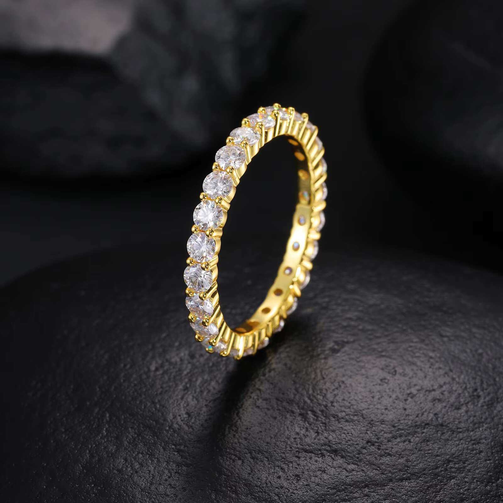 Custom Factory-Crafted 3mm/0.1ct VVS1 D Color Moissanite Hip-Hop Jewelry Rings GRA Certified with Pass Diamond Tester