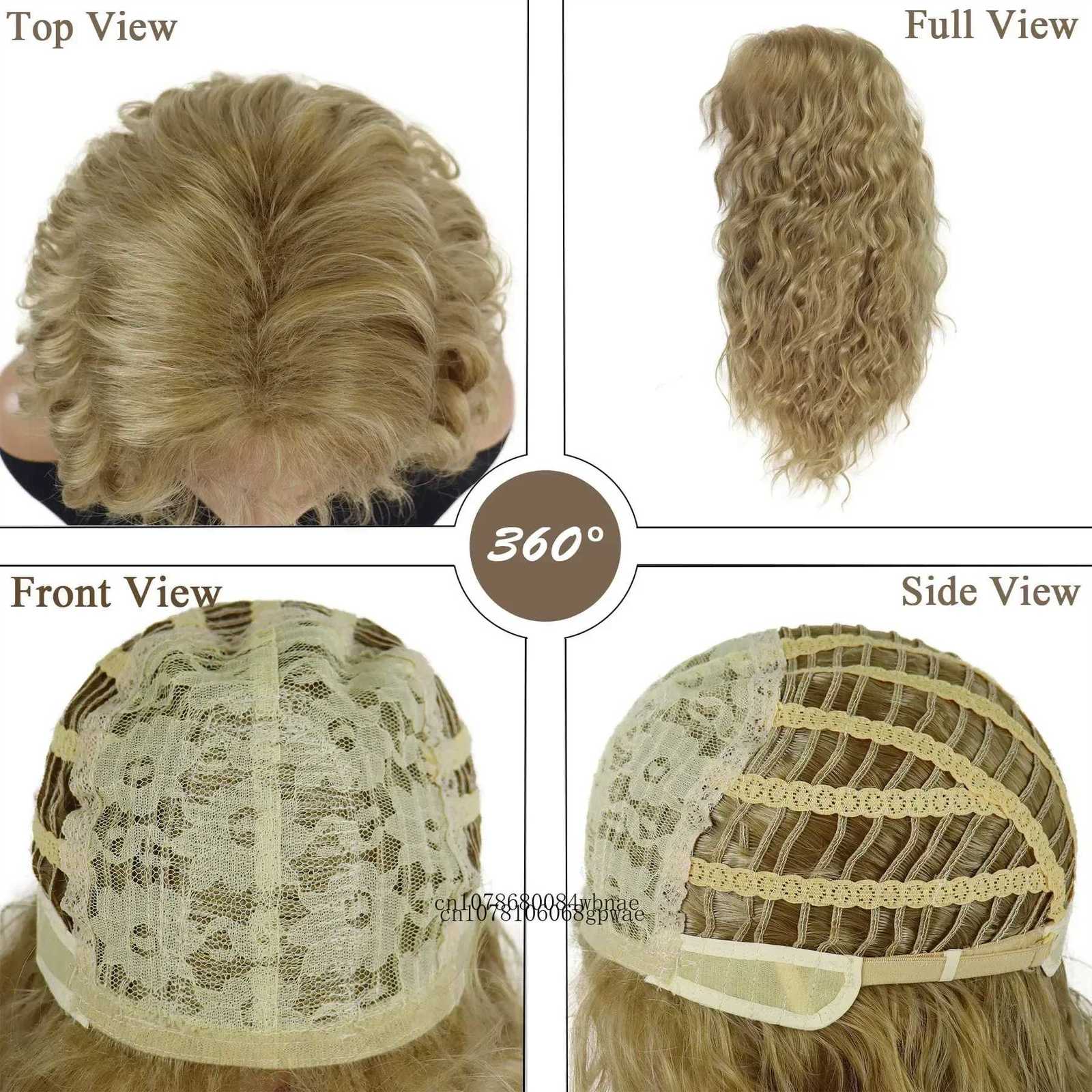 Synthetic Blonde Hair Long Wavy Wigs for Women Halloween Cosplay Wig with Bangs Natural Wave Mommy Wig Daily Use Heat ResistantT251111