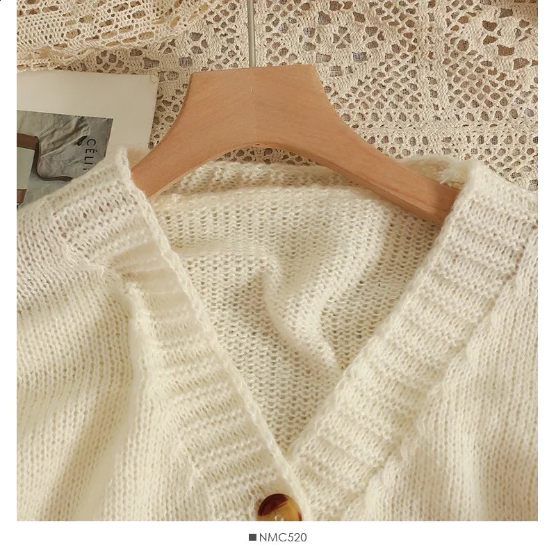 PTKPCC autumn colored decal cardigan suitable for womens cute long Vneck knitted crop sweater girls soft 250407