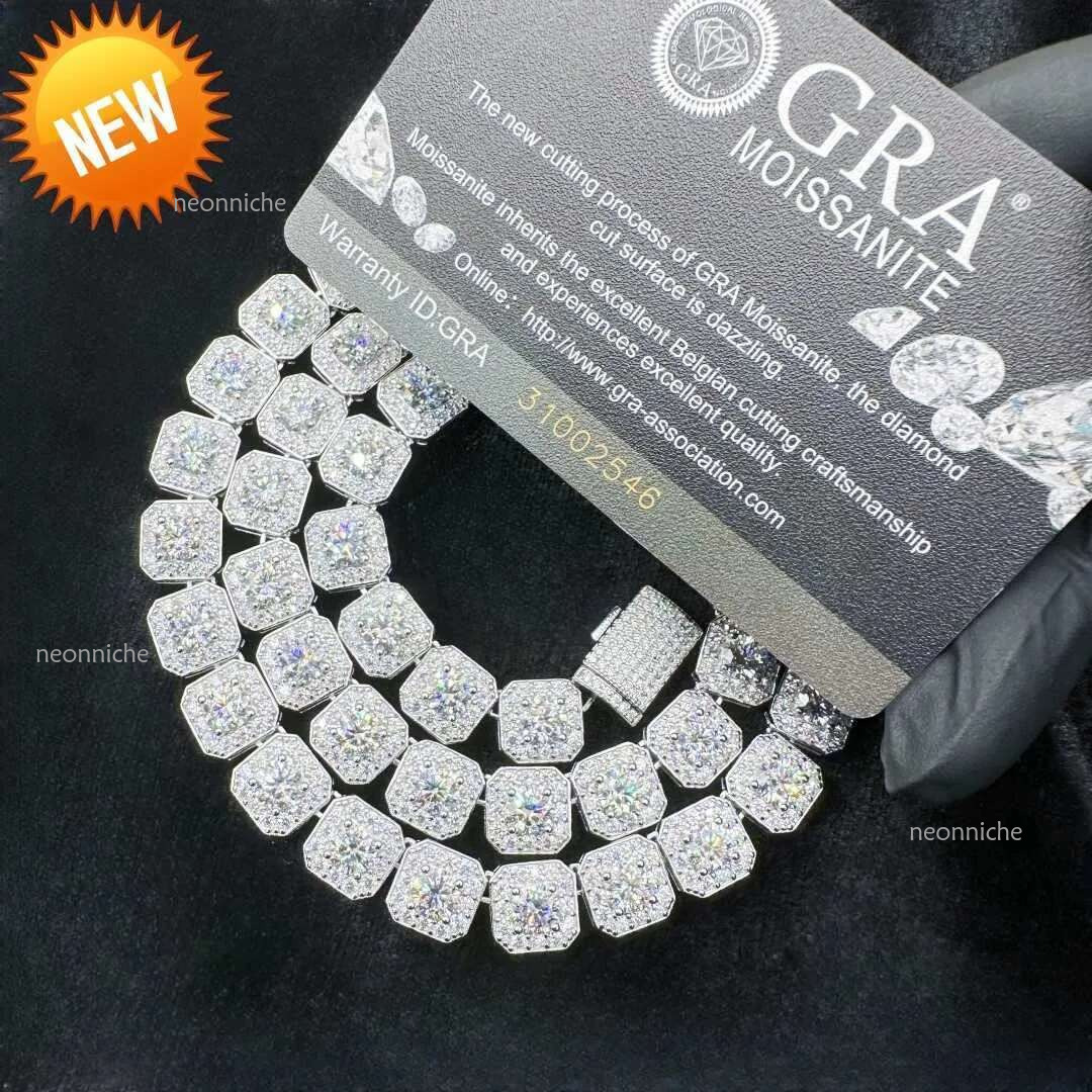 10mm/12mm Custom Size Rock-Candy Tennis Hip Hop Necklace 6mm 5.5mm Vvs Moissanite Chain With sier For Men