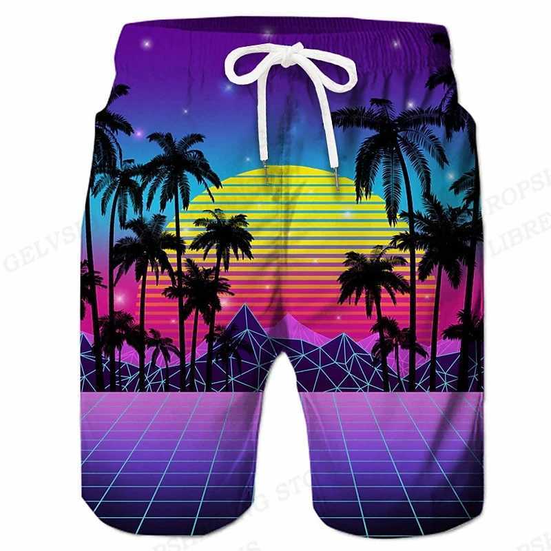 Mens swimming shorts coconut tree 3D surfboard childrens beach shorts mens swimming shorts mens sports jacket boysW250410