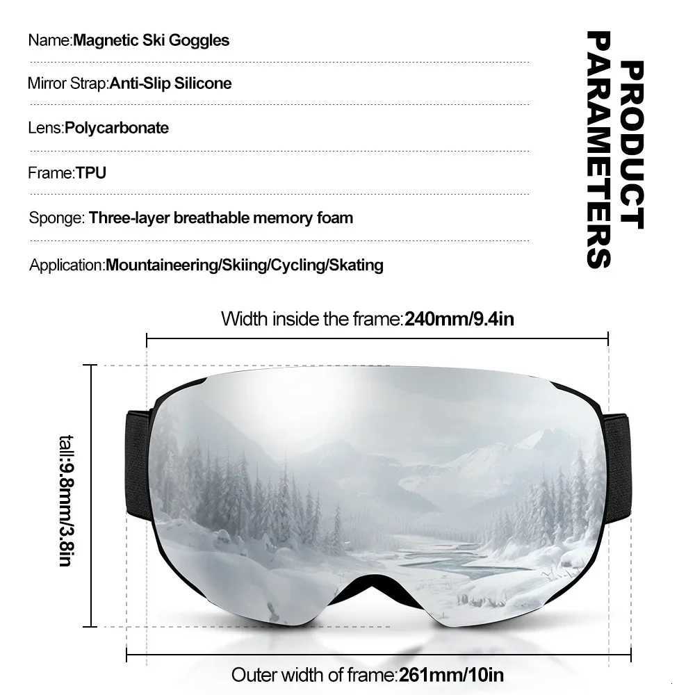 X-TIGER Anti-Fog Ski GoggLEs with Quick Change LEnses UV400 PROtection and WindPROof Ski GoggLEs for Men and Women K251110