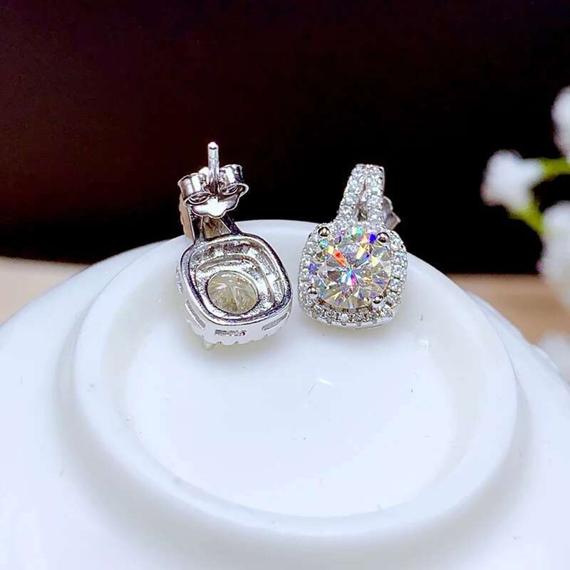 Luomansi Genuine 1CT D Color Moissanite Diamond Earrings 100% S925 Sterling Silver Super Shiny Wedding Jewelry