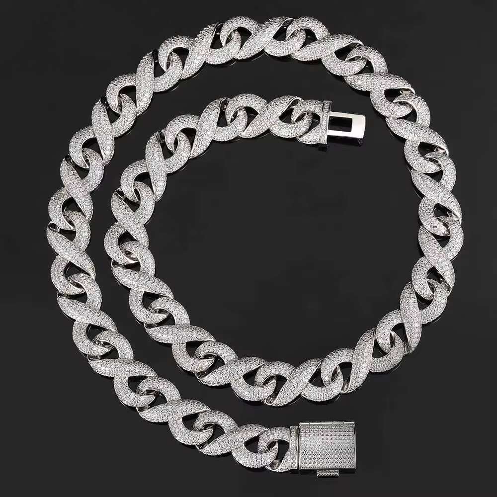 Factory Wholesale Big Size Gold Plated Iced Out Cuban Necklace 18mm Prong Cuban Chain Necklace Moissanite Diamond Cuban Chain