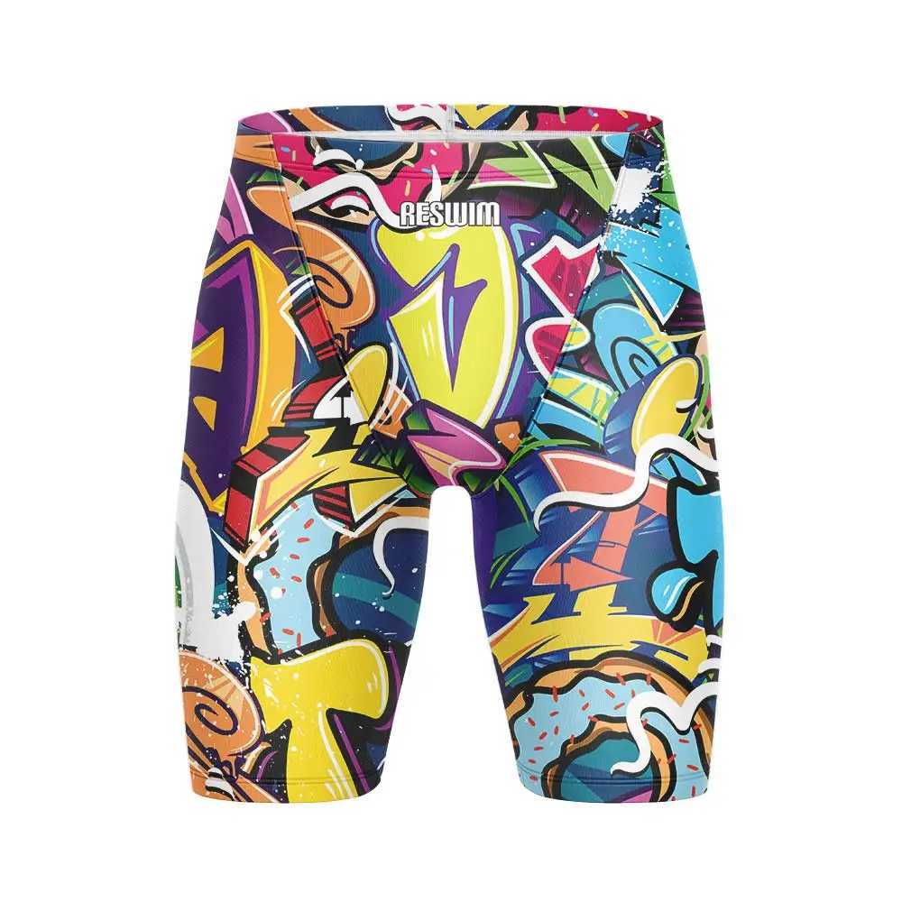 2025 Summer Mens Swimming Jammer Endurance Exercise Training Swimsuit Beach Swimming Relay Professional Swimsuit Jammer Tight Surfing ShortsW250410