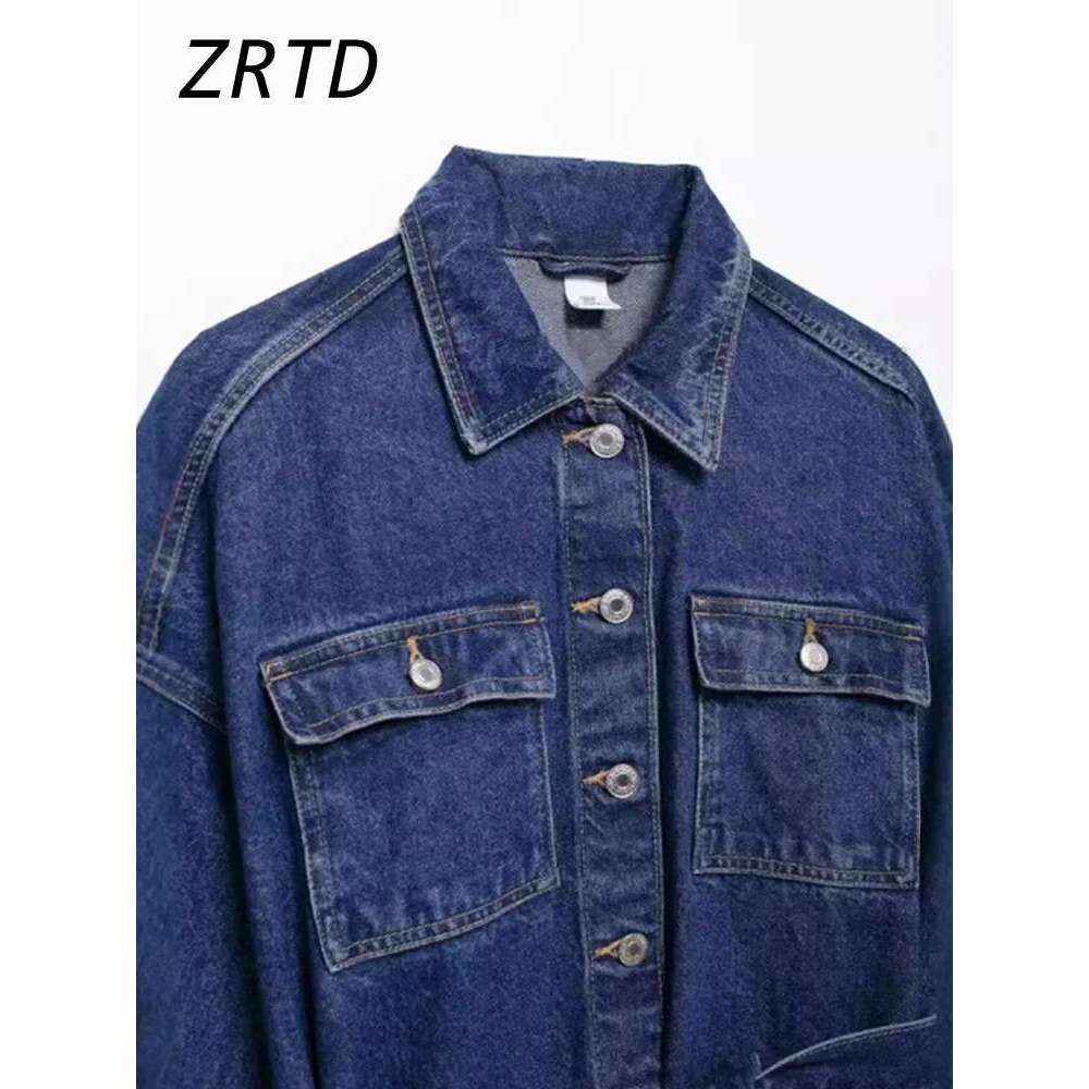 Street Women's Denim Jackets With Belt Slim Lapel Single-Breasted Pockets Washed Jacket 2025 Spring Lady Y2k Casual Outwear New