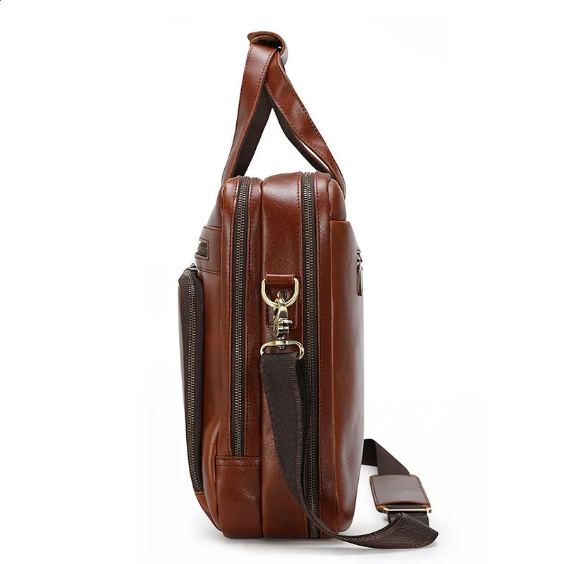 business leather mens handbag Surface 15.6-inch laptop bag shoulder cross body briefcase large capacity 250410