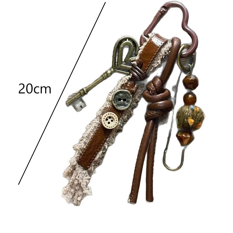 1PCS Original Retro Antique Bronze Key Bag Made Of Vintage Style Autumn And Winter Coffee Colored Pendant 251110