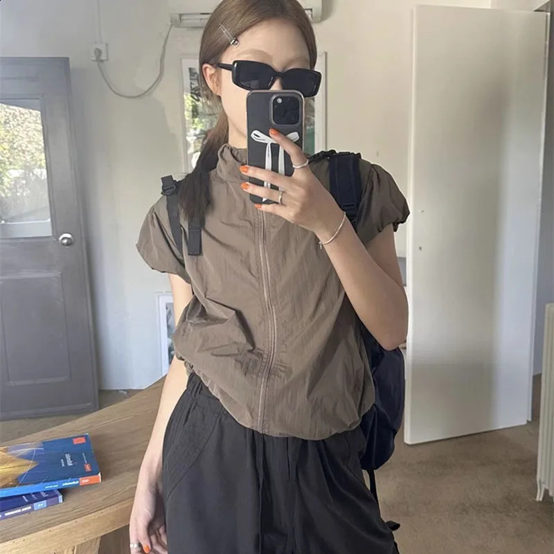American Vintage Sports Jackets Women Mountaineer Short Sleeve Sun-proof Coat Female Summer Thin Zipper Quick Drying Jacket 250410