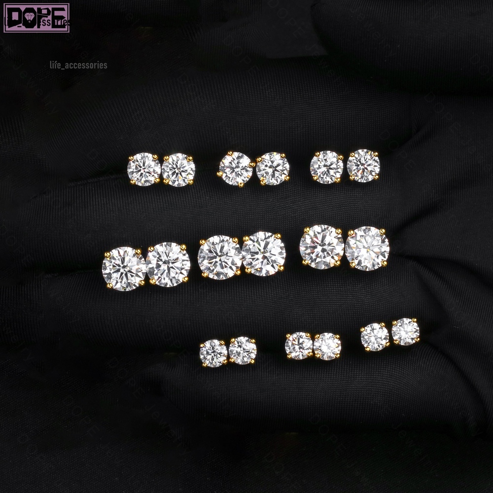 Classic Stud Earrings 925 Silver 4mm 5mm 6mm IGI VVS 3EX Round Brilliant Cut Lab Grown Diamond Earrings