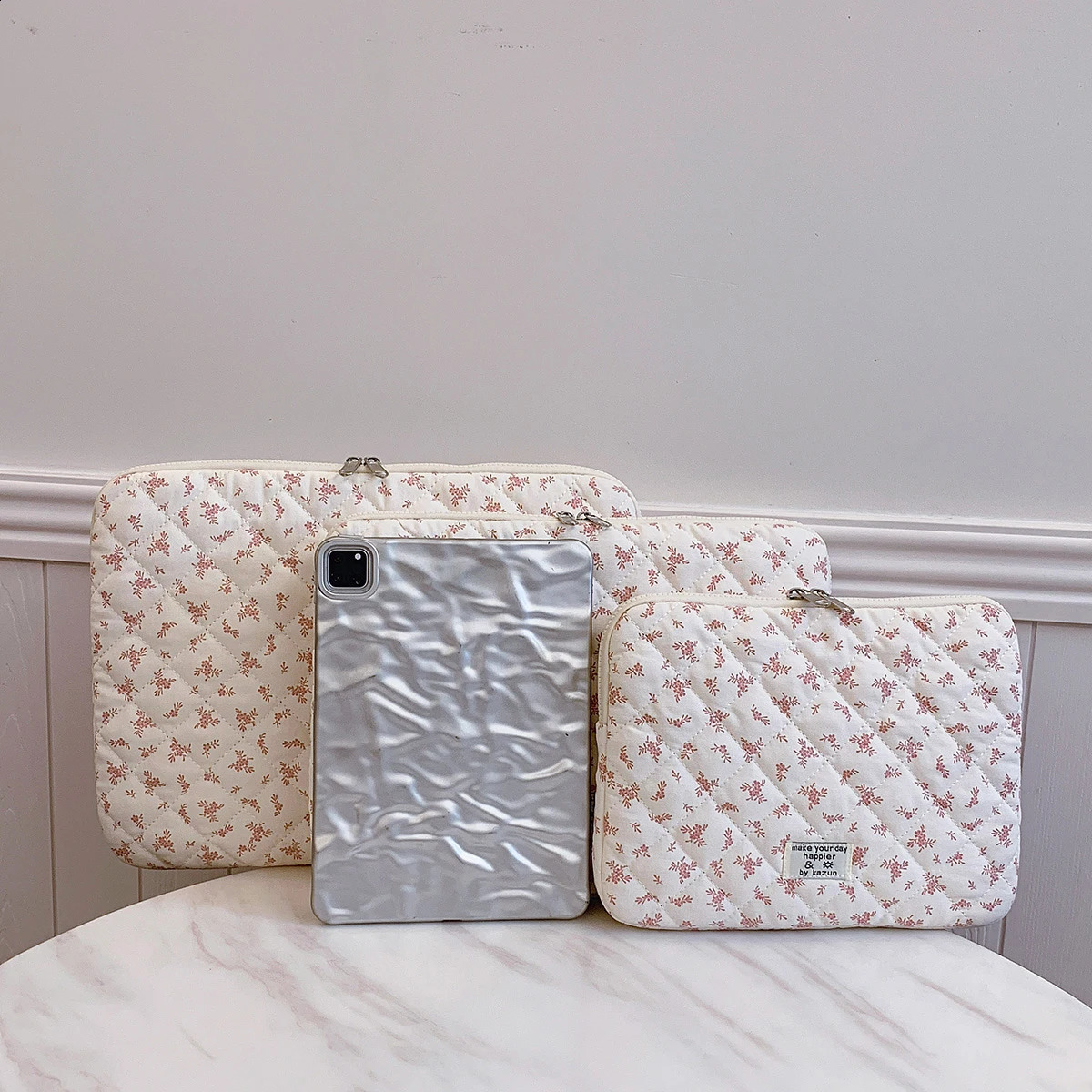 1 Pc Chic Flower Print Quilted Laptop Bag 11 Inch/14 Inch/15 Inch Computer Bag Protection Case Laptop Sleeve Computer Case Bag 250407