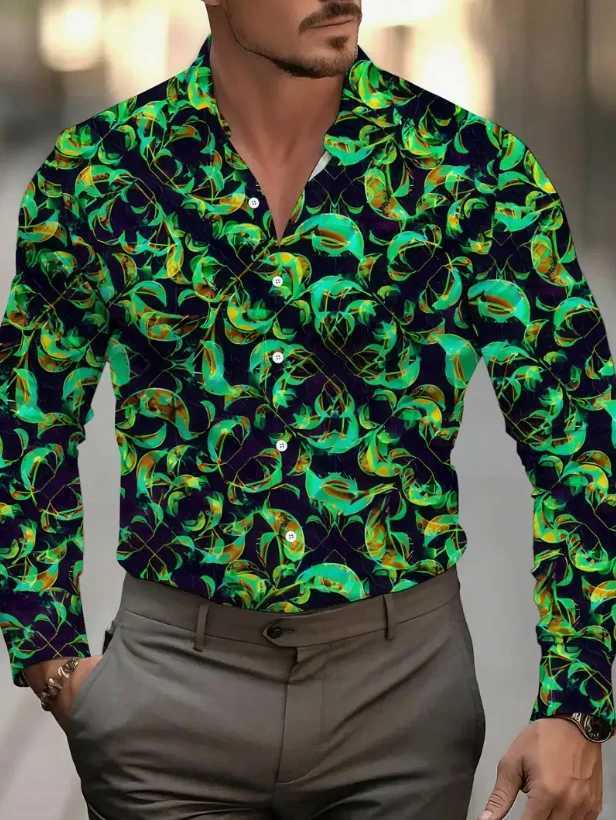 Fashion star stripe Pattern 3D Print Mens Long Sleeve Shirts Casual Button Down Striped Shirts for Men Top Male Clothing K251110