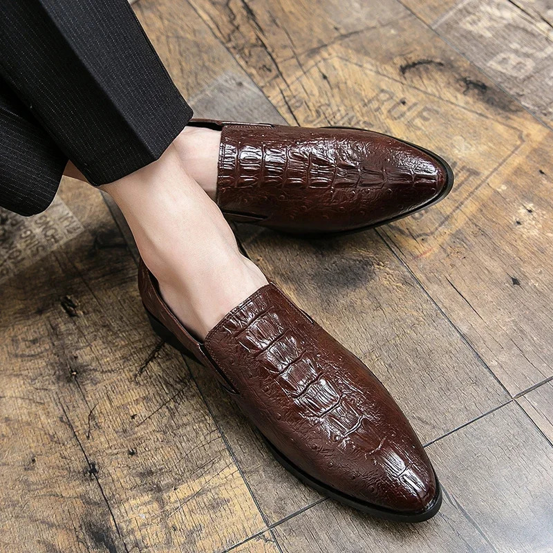 Pattern Leather Dress Shoes for Men Classic Italian Casual Party Wedding Loafer Hombre Slip-on Suit Footwear Zapatos 251106