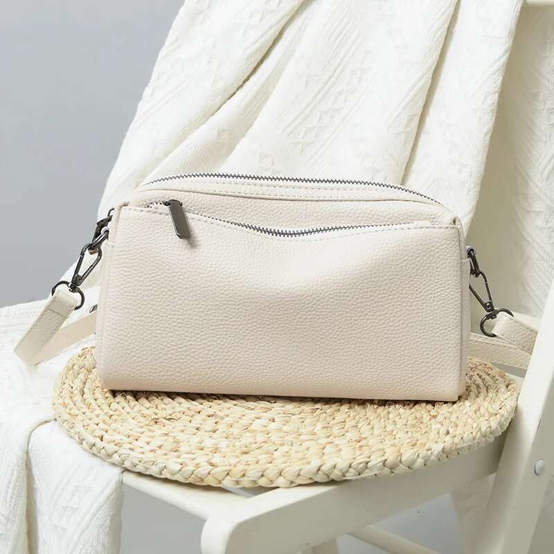 New Cow Handbag Small Single Shoulder Genuine Leather Women Simple Messenger Zero Wallet Mobile Phone Bag