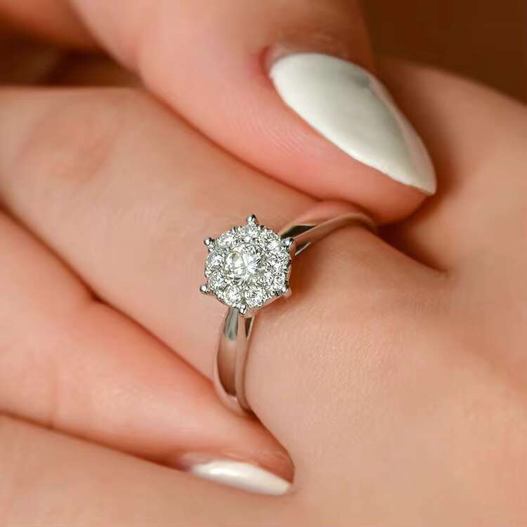 Fine Bling Jewelry 3ct Round Cut VVS Moissanite Ring Large Diamond Sterling Silver 925 Women Ring for Engagement