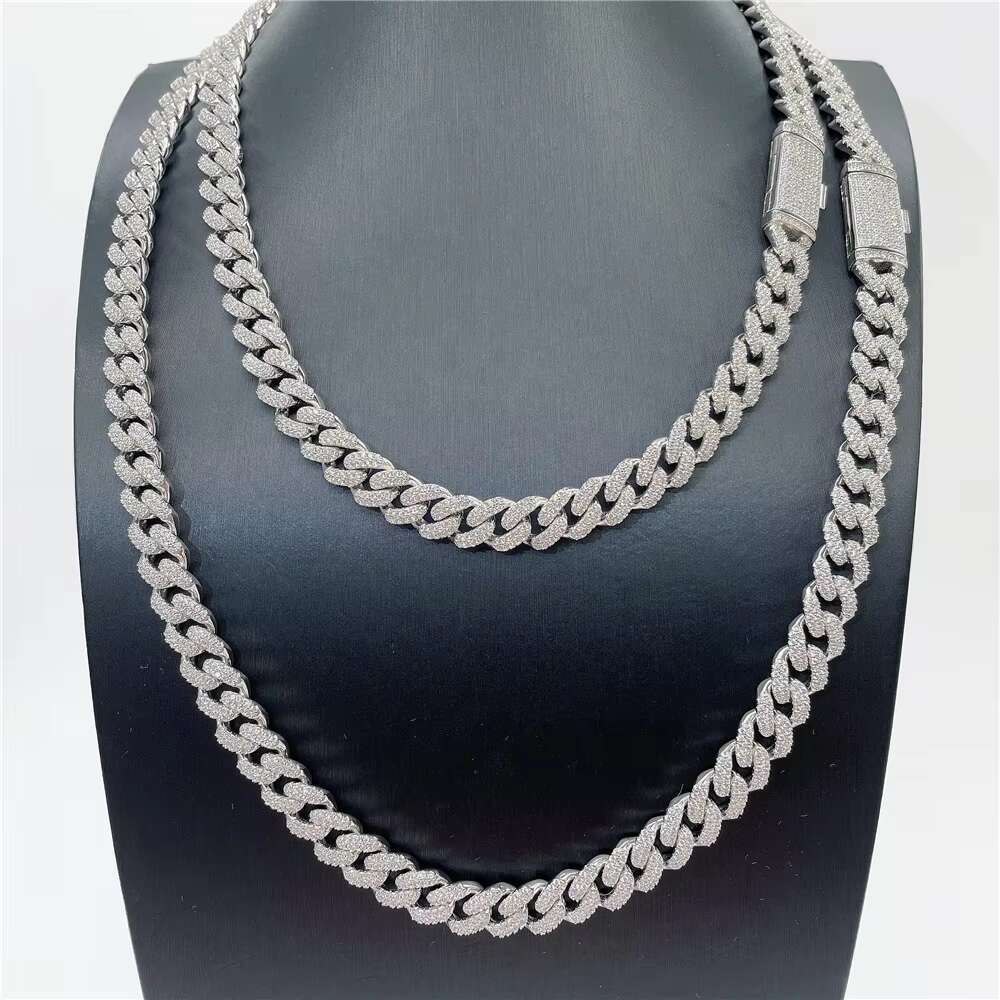 Ready to Ship Hip Hop Jewelry S925 Gold Plating 2 Rows VVS Moissanite Cuban Custom Cuban Necklace for Men Women