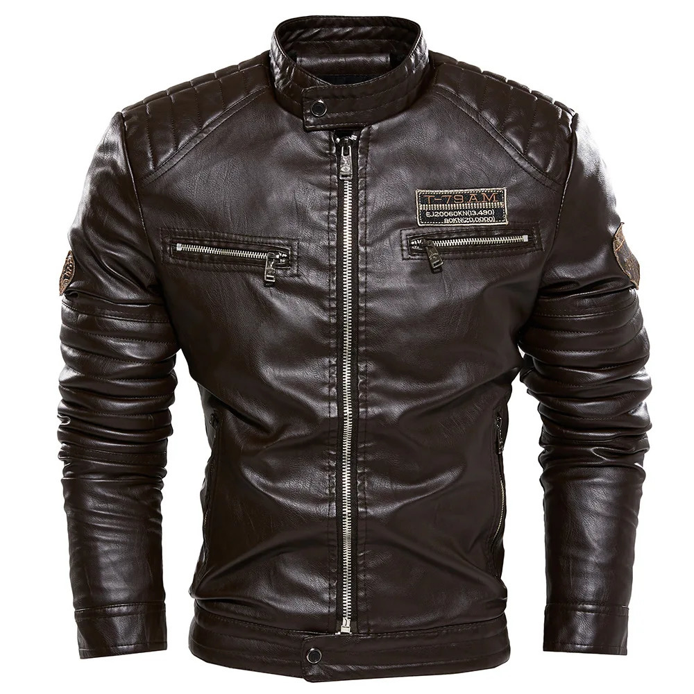 Men Outerwear Leather Moto Jacket Trend Mens Clothing Fashion Streetwear Blazer Casual Jackets 251103