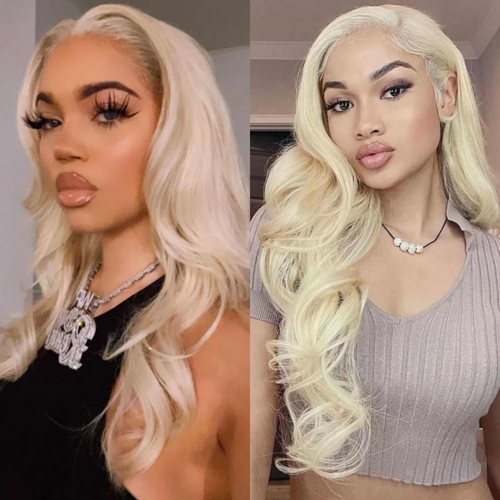 Platinum Blonde Long Wavy Synthetic Wig Free Part Loose Wave Natural Curly 13X4 Lace Front Wigs for Women Daily Party CosplayT251111