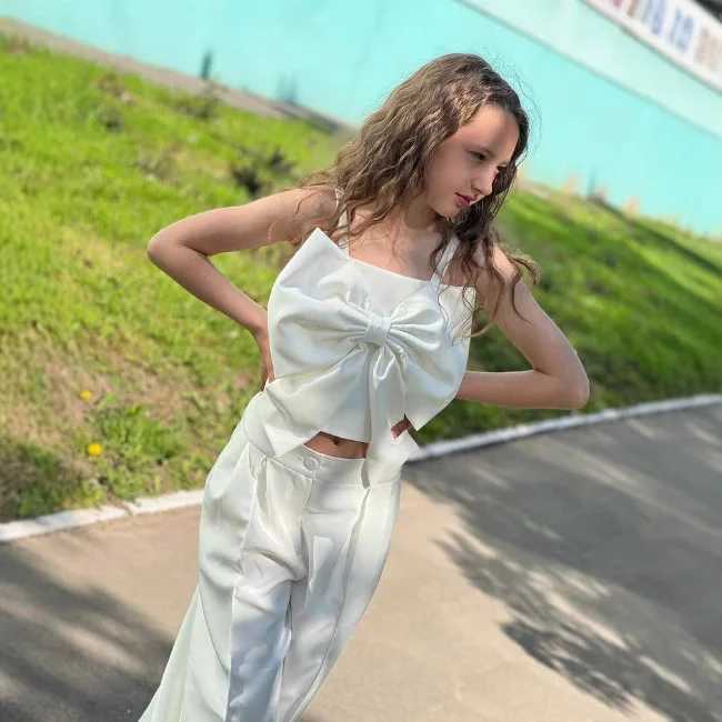 Spring and summer 2025 girls Western style sled skin friendly slippers slingshot+pants two-piece set suitable for childrens fashionXJ250410
