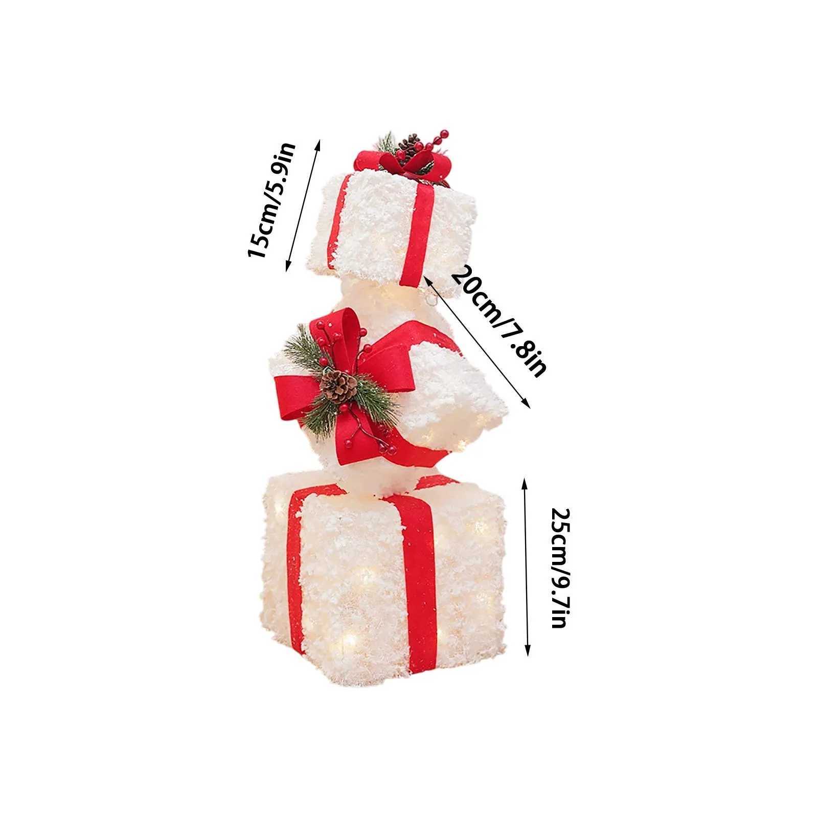 Christmas 3Pcs Christmas Lighted Gift Boxes With Led Light Up Decorations Present Boxes Set Battery Operated for Indoor Patio Garden Decor Y251111