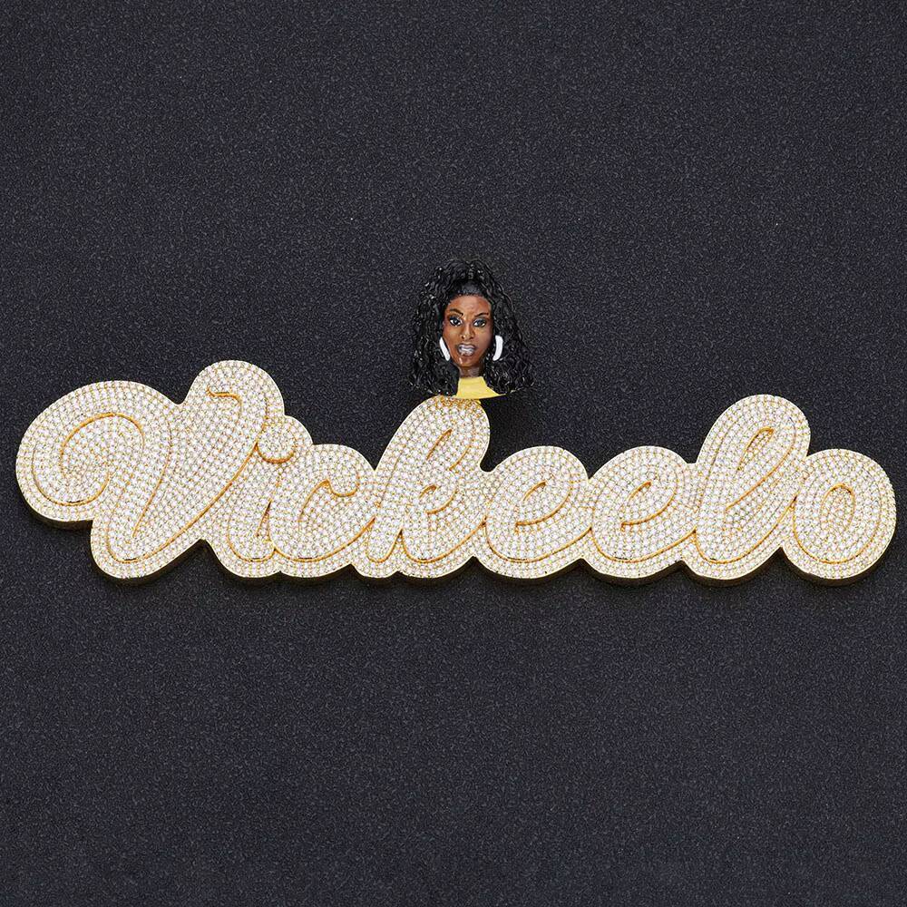 NUOYA Fine Jewelry Mens Hip Hop Customized Letter Pendant Micro Pave VVS Moissanite Letter Enamel Head Pendant for Gift Customizable