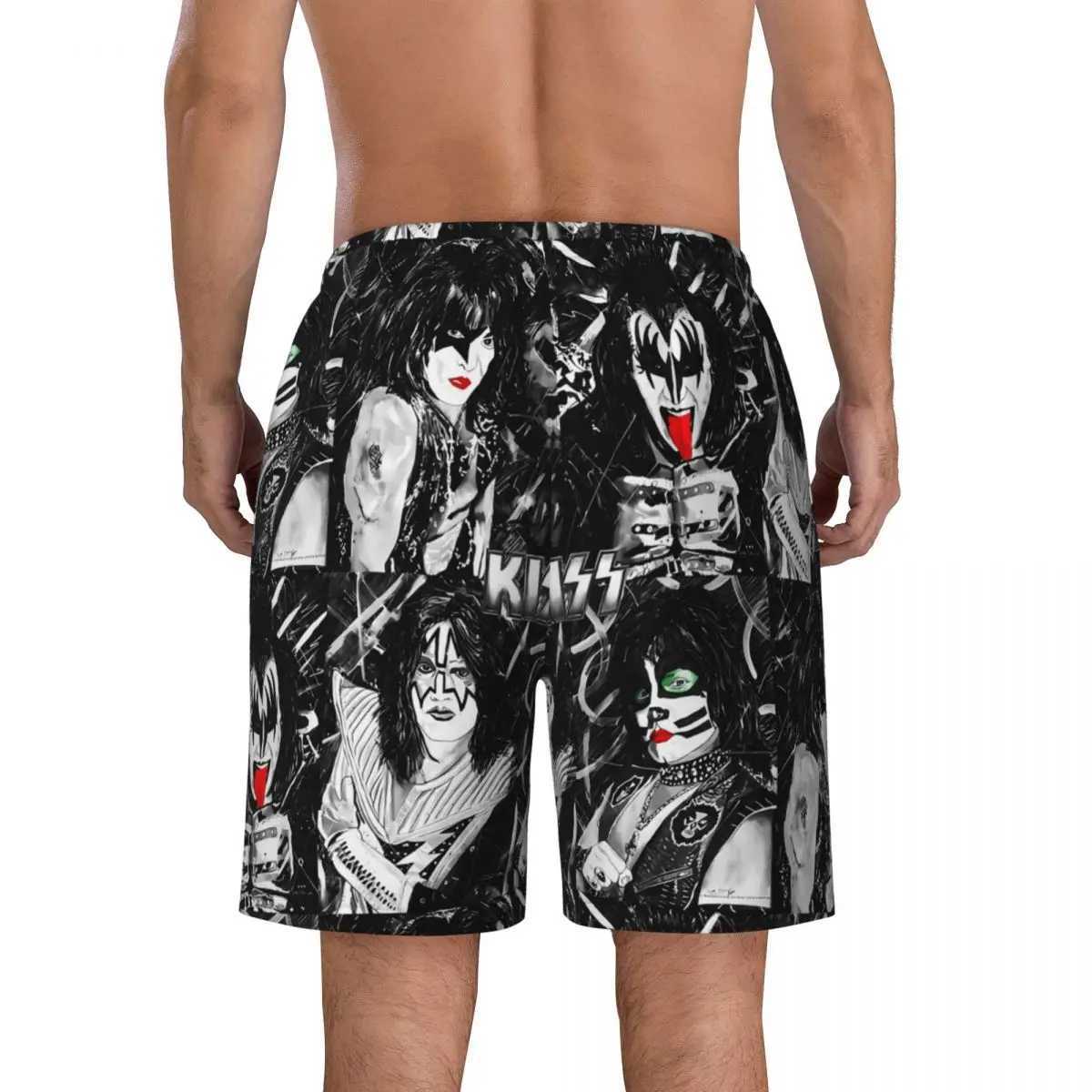 Swimsuit Kissing Band Shorts Summer Rock Band Hawaiian Board Shorts Mens Sportswear Quick Drying SwimsuitW250410