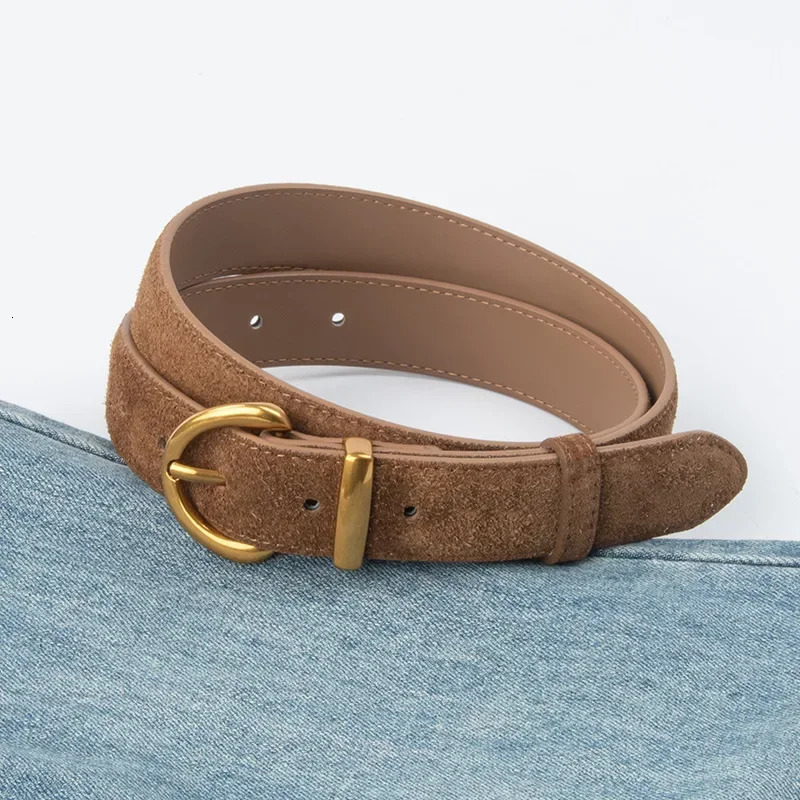 Women Suede Leather Belt Casual Versatile Business Waist Strap Trendy Pin Buckle Waistband 251110
