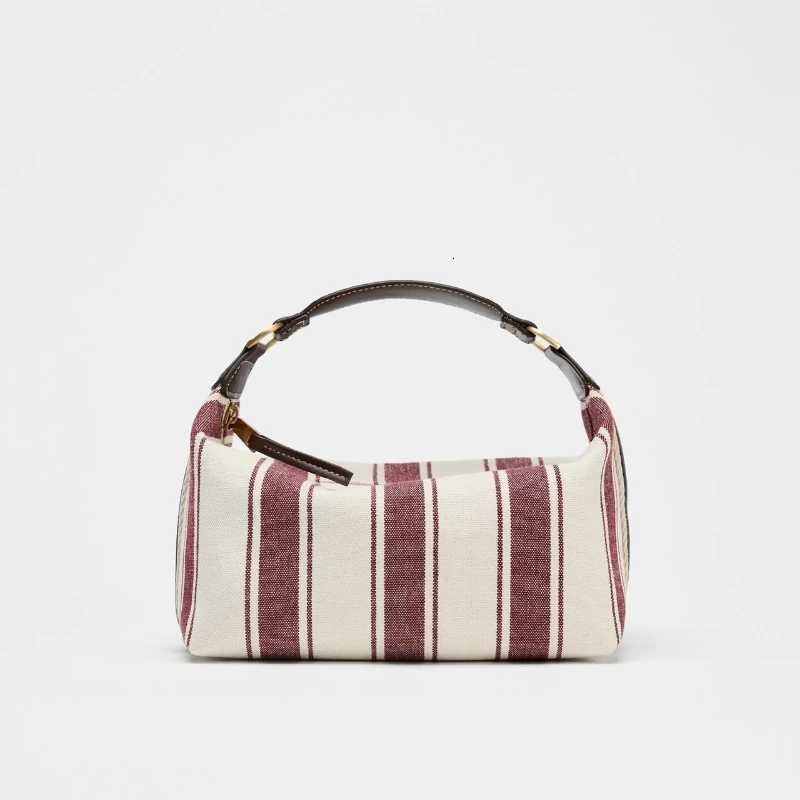 STRIPED FABRIC CITY BAG Fashionable Design Handbag Purse For Women - Spacious Crossbody Satchel Luxury Design Baguette BagT251110